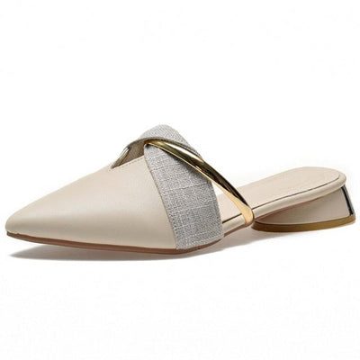 Elegant Low Heel Pointed-Toe Slippers for Women