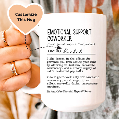 Taza personalizada de apoyo emocional para compañeros de trabajo