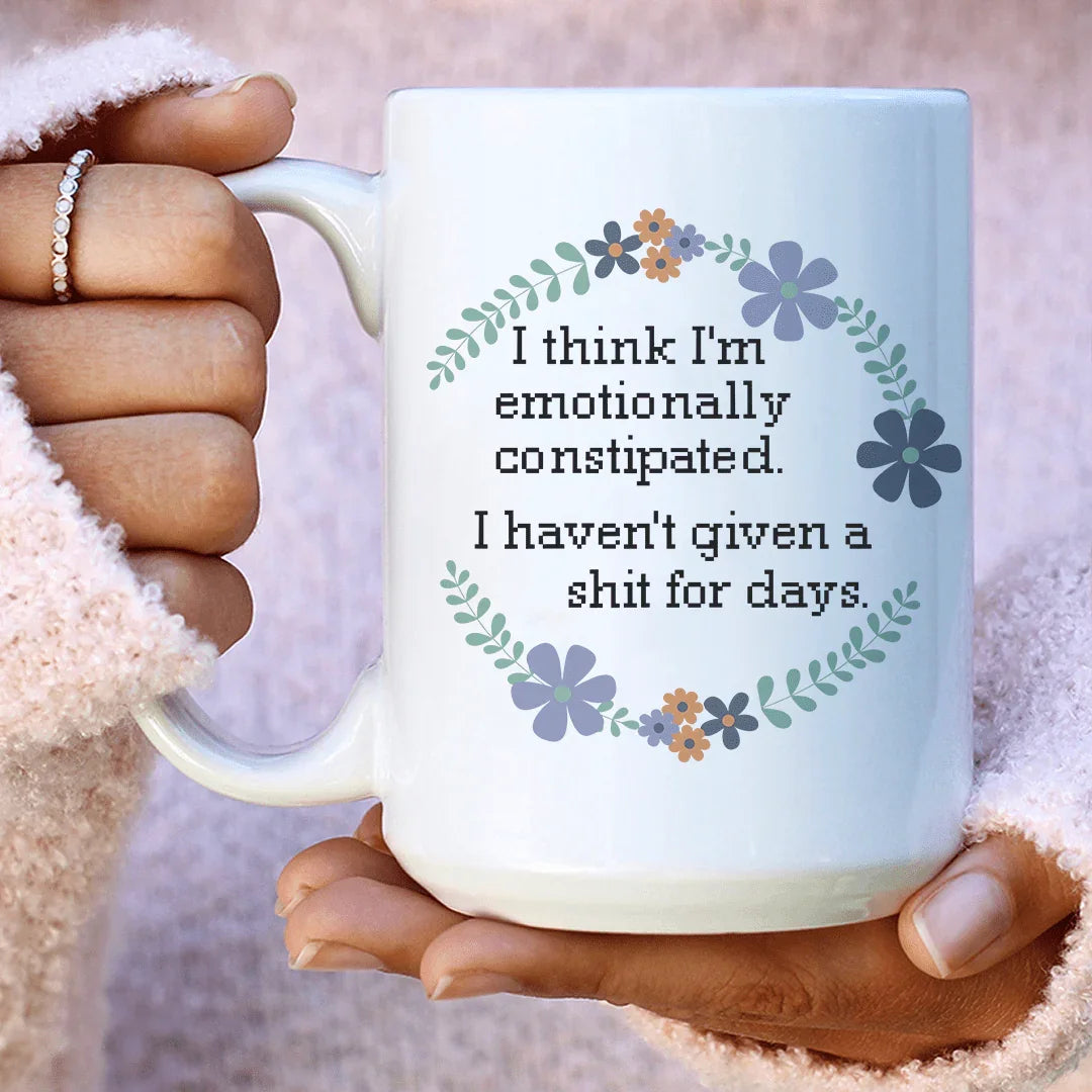 Taza de cerámica con estreñimiento emocional de 15 oz