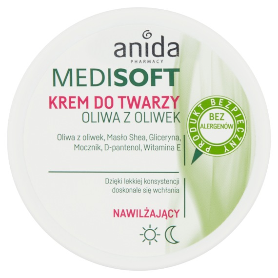 Crème hydratante pour le visage Anida MediSoft à l'huile d'olive - 100ml