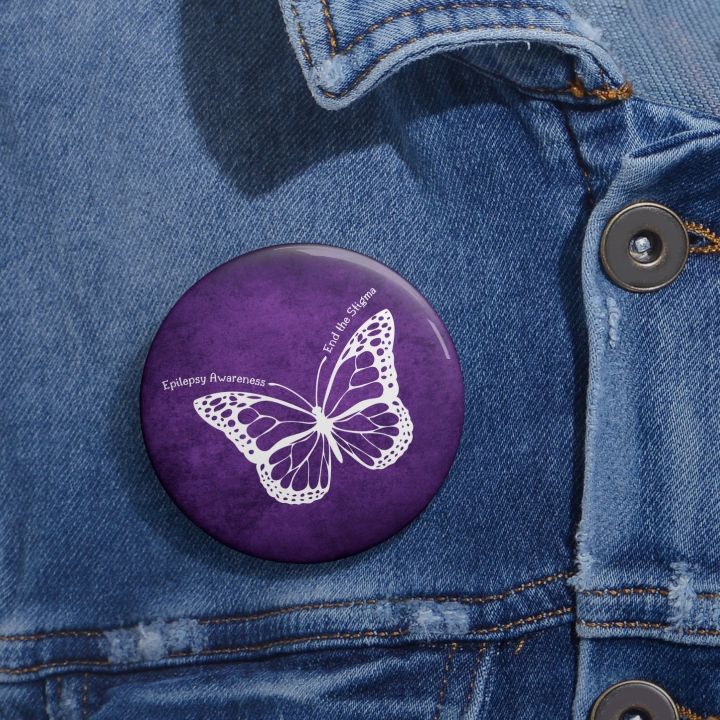Botones de Pin Personalizados para la Conciencia de la Epilepsia - Diseño de Mariposa Púrpura