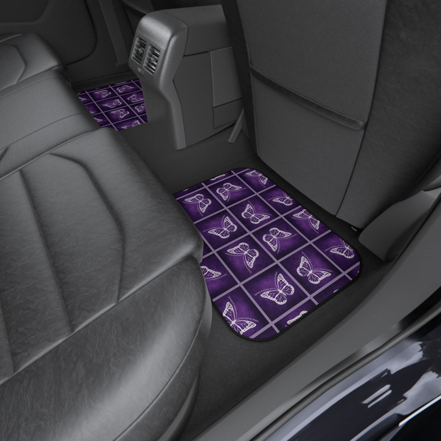 Elegant Purple Butterfly Car Mats Set