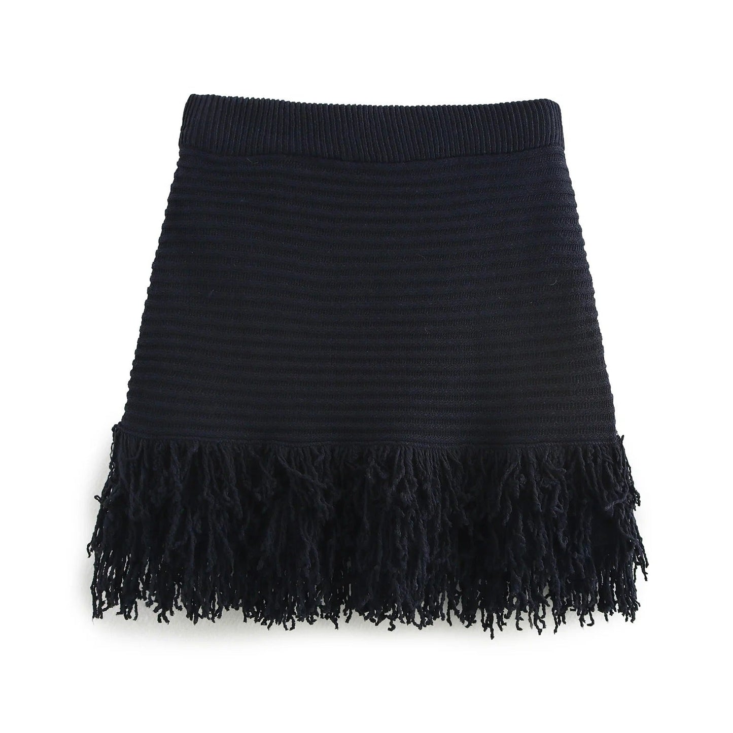 Versatile Women's Tassel Knit Sweater and Skirt Set