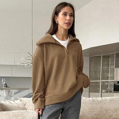 Sudadera Deportiva con Cuello de Cremallera Versátil para Mujeres
