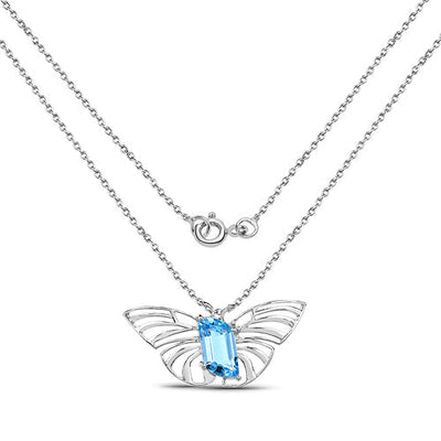 10.62 Carat Genuine Swiss Blue Topaz Pendant in Sterling Silver