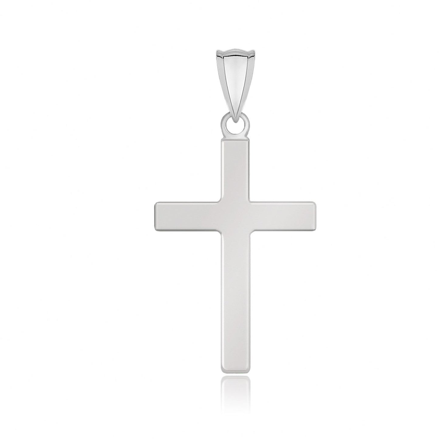 Colgante de Cruz de Diseño Plano en Oro Blanco de 14k