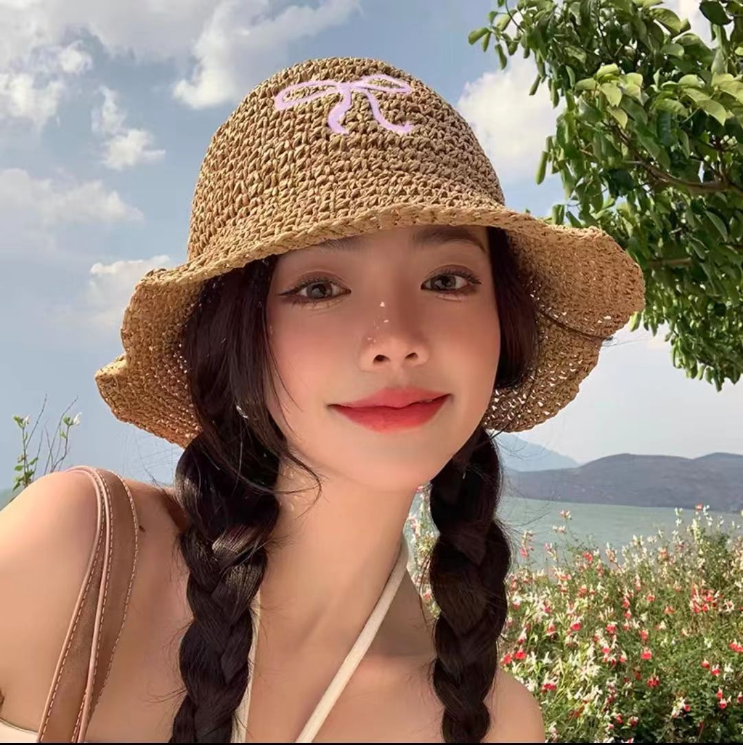 Adjustable Bow Straw Hat for Summer Travel