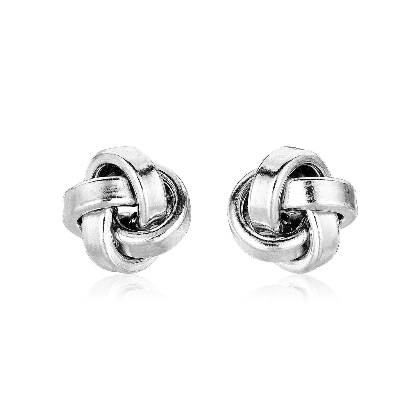 Boucles d'oreilles en argent sterling poli en forme de nœud d'amour