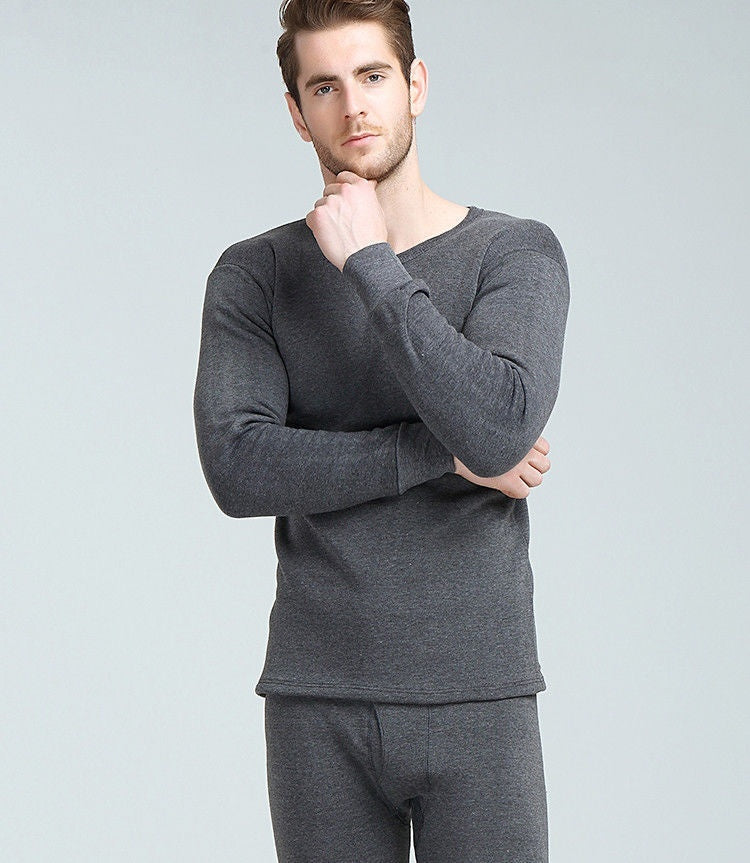 Men's Fleece-Lined Thermal Long Johns - Top & Bottom Set