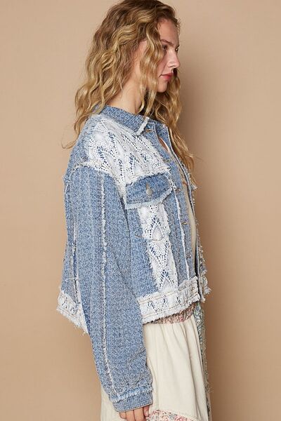 Elegant Crochet Patch Embroidered Button-Up Jacket