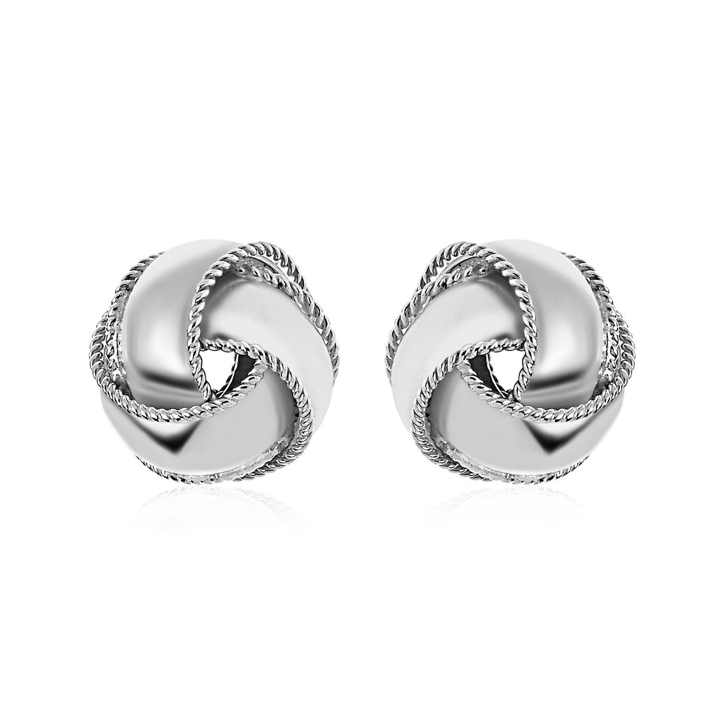 Pendientes de Nudo de Amor Texturizados y Pulidos en Plata Esterlina