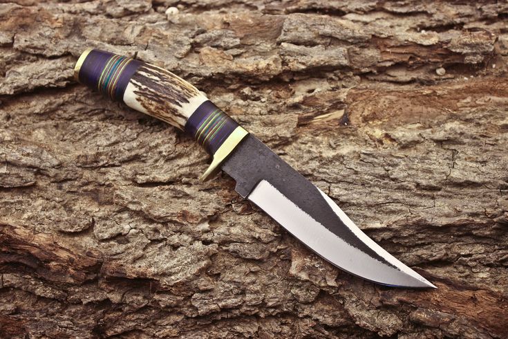 Artisan Crafted 1095 Steel Hunting Knife with Antler & Exotic Wood Handle – 11" | KBS Knives - Korvel