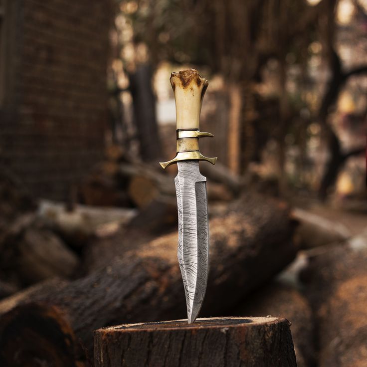 Premium 15-Inch Custom Handcrafted Bowie Knife with Damascus Steel Blade | Ergonomic Bone Handle & Leather Sheath | KBS Knives - Korvel
