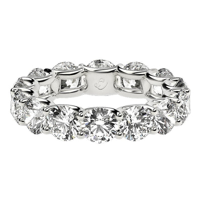Anillo de Eternidad con Diamantes de Laboratorio en Corte Redondo en Oro Blanco de 14k