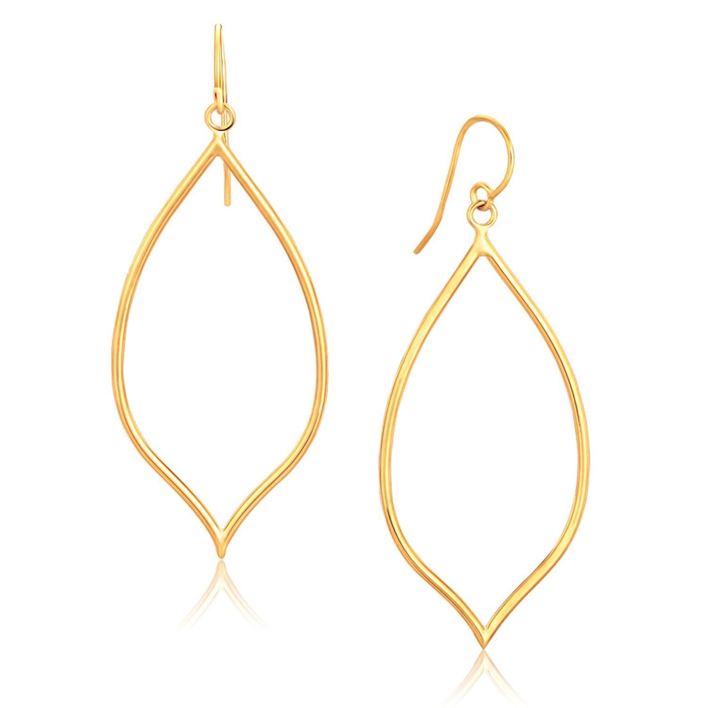 Boucles d'oreilles polies en or jaune 14 carats de style marquise