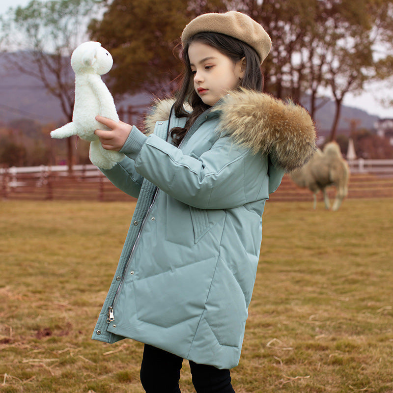Children's Mid-Length Down Jacket - Stylish Winter Coat