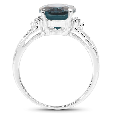2.64 Carat London Blue Topaz & White Topaz Sterling Silver Ring