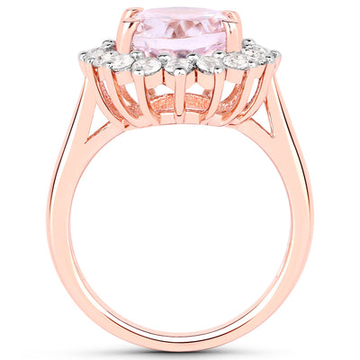 5.56 Carat Kunzite & White Topaz Sterling Silver Engagement Ring
