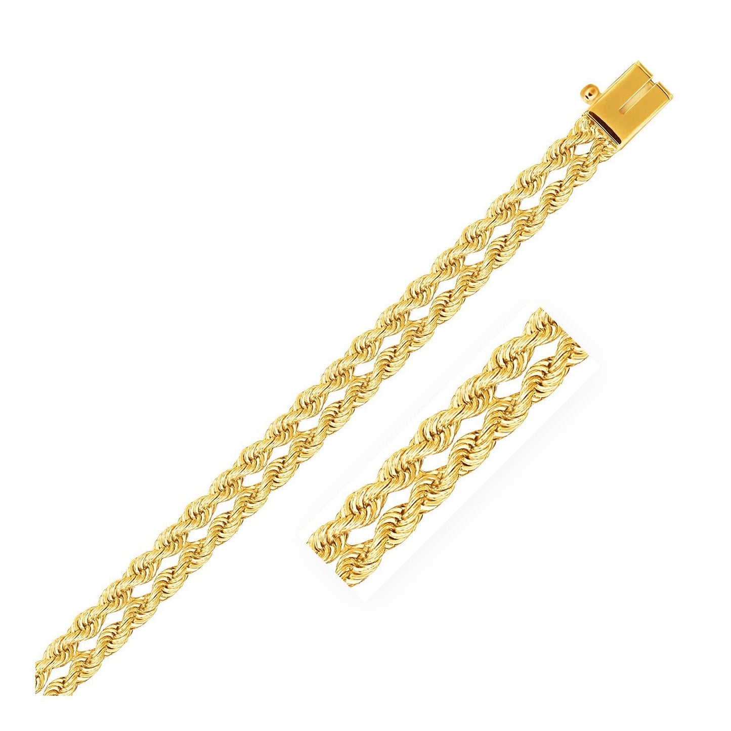 14k Yellow Gold Dual Row Rope Bracelet - 5.0 mm