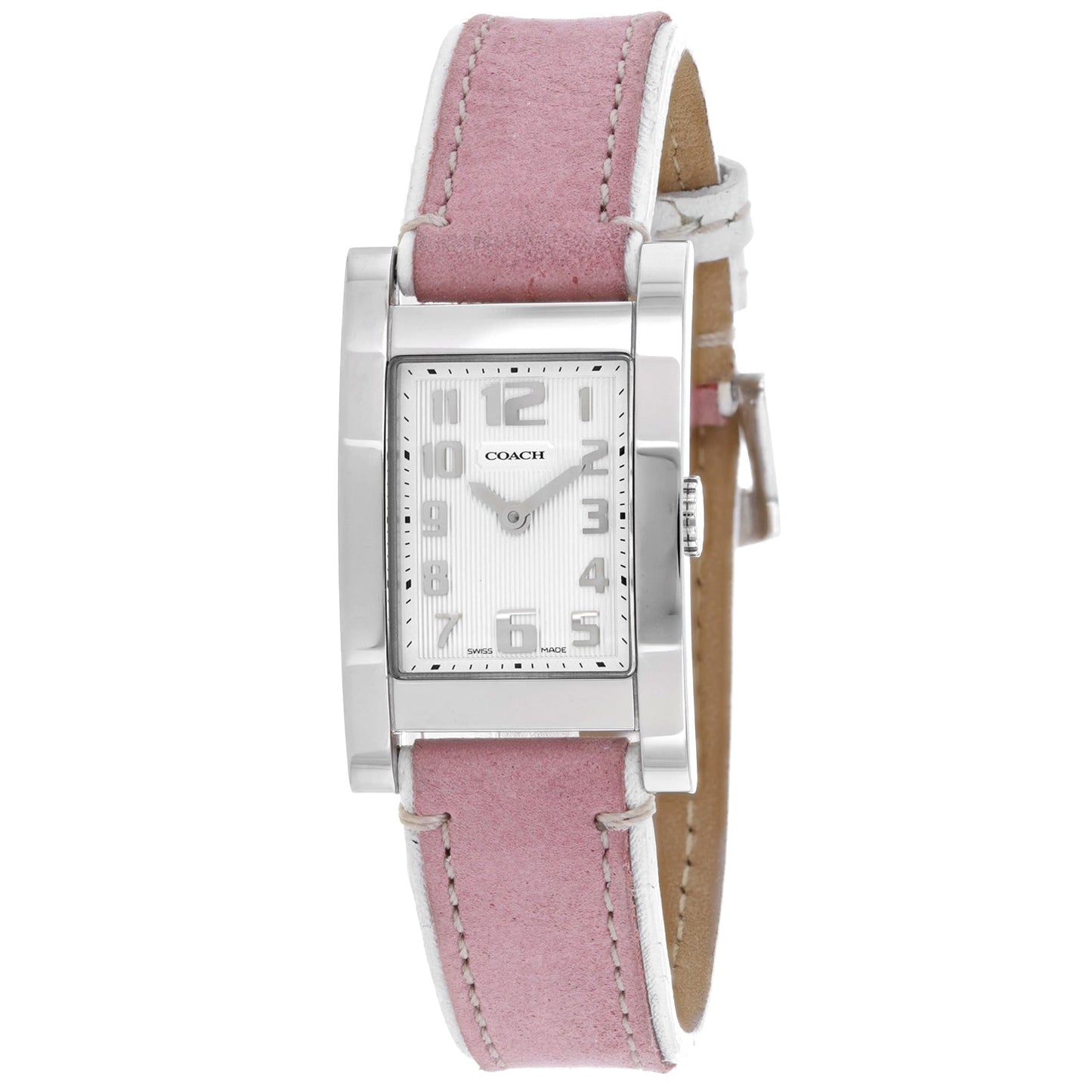 Coach Women's Pink Leather Silver Quartz Watch