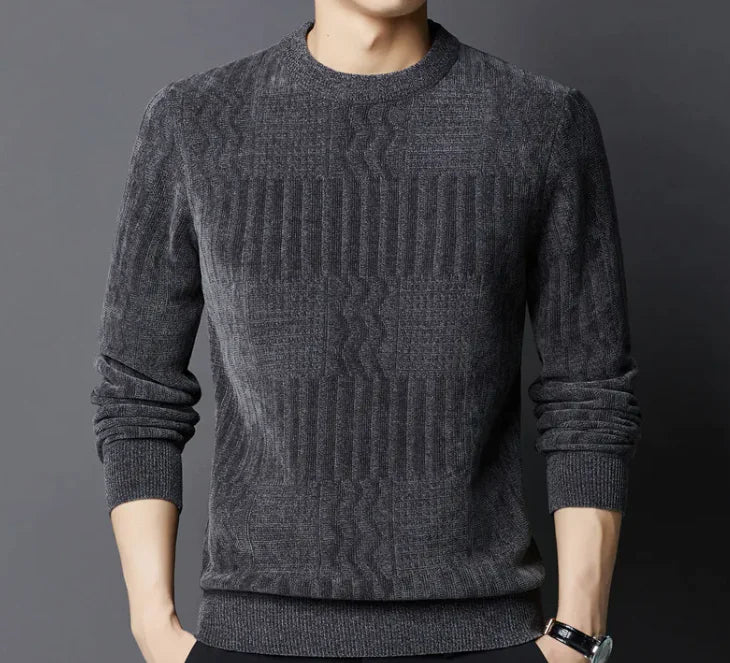 Pull Jacquard Casual Col Rond