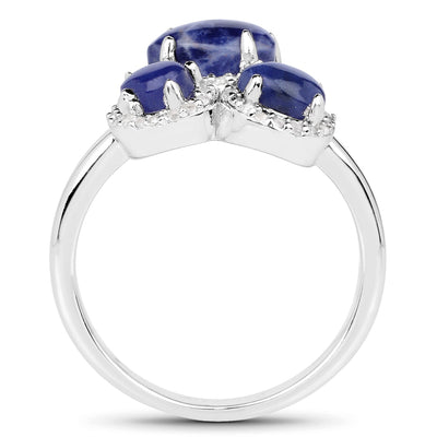 2.28 Carat Blue Aventurine & White Topaz Sterling Silver Ring