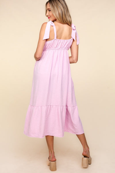 Vestido Midi Cami con Volantes de Encaje de Crochet