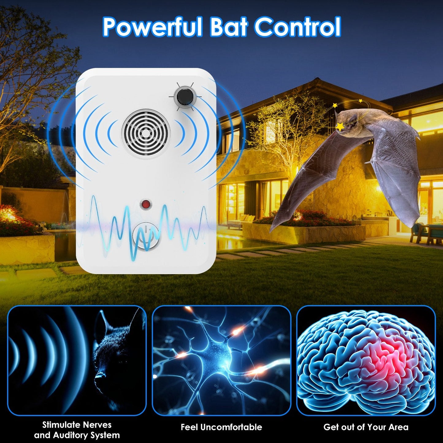 4-Pack Ultrasonic Bat & Pest Repellent Device
