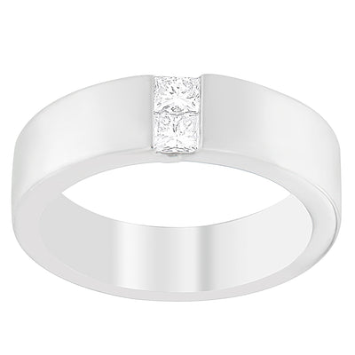Anillo de banda de canal de diamantes de 1/4 ct.TDW en oro blanco de 14K para hombres