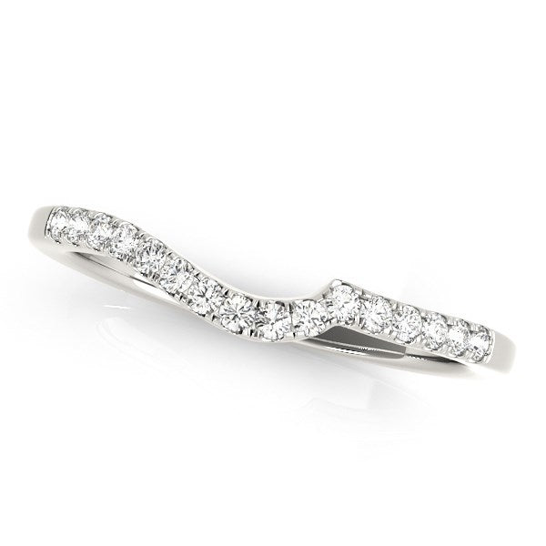 14k White Gold Curved Pave Diamond Wedding Ring