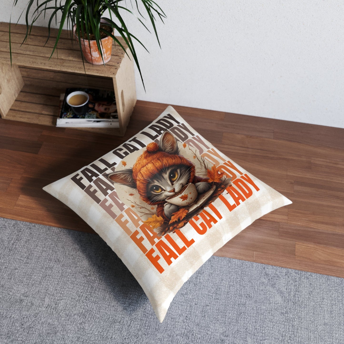 Almohadilla de Suelo Tufted de Otoño para Amantes de los Gatos