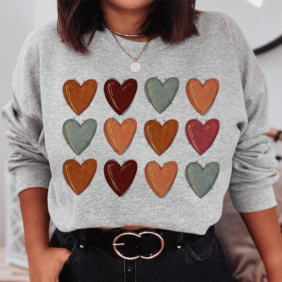 Sudadera con corazones de otoño