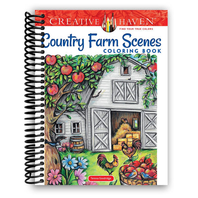 Creative Haven Country Farm Scenes Coloring Book: Relax & Find Your True Colors (Spiral Bound) - Korvel