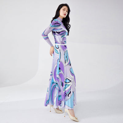 Costume de mode deux pièces plissé élégant pour femmes