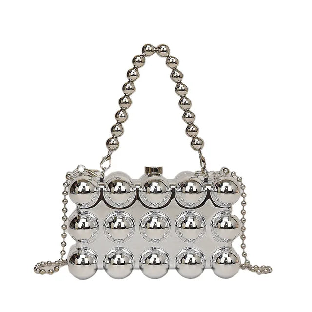 Trendy Mini Lipstick Crossbody Bag with Pearl Chain