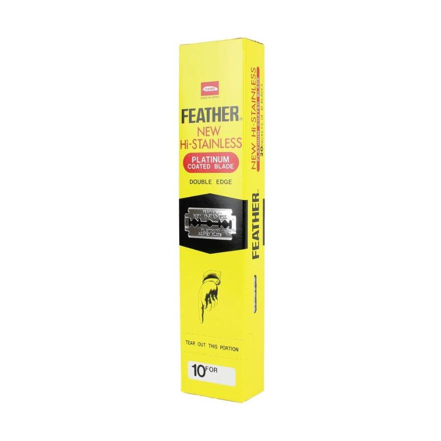 Cuchillas de doble filo Feather Hi-Stainless recubiertas de platino - Paquete de 20