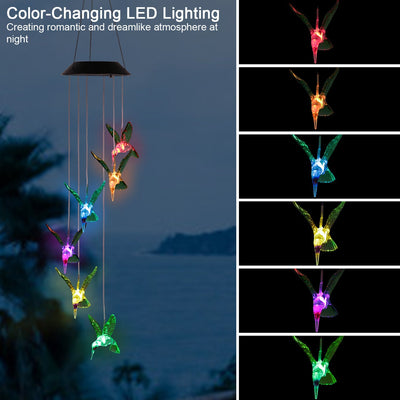 LED Solar Hummingbird Wind Chime String Lights