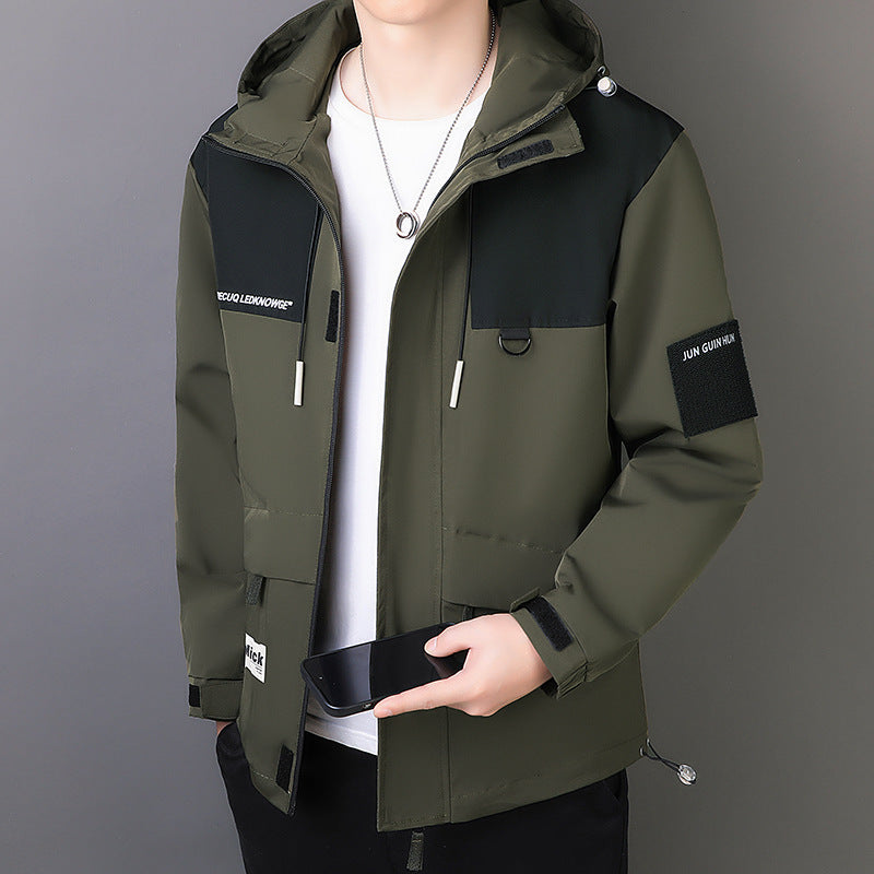 Veste à capuche coupe-vent pour hommes - Veste de sport imperméable pour l'extérieur