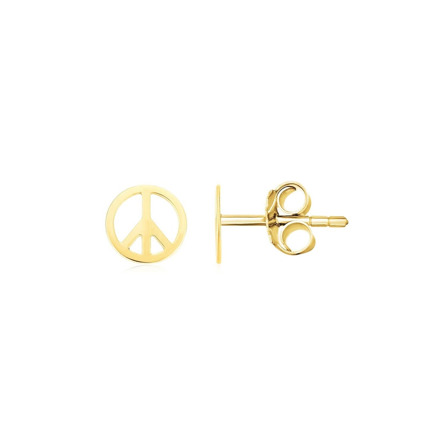 Pendientes de Aro con Signo de Paz en Oro Amarillo de 14k