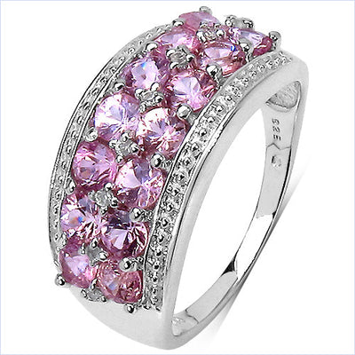 2.00 Carat Pink Sapphire & White Topaz Sterling Silver Ring
