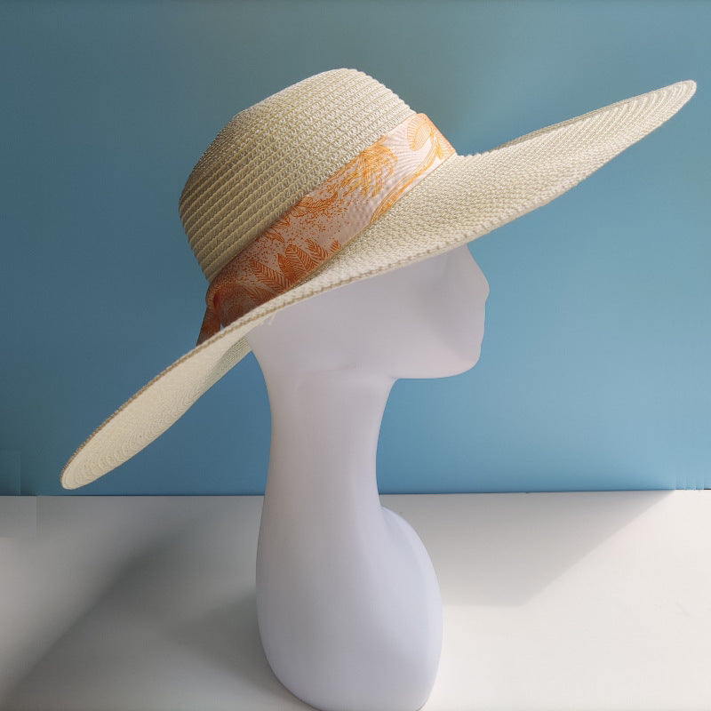 Chapeau à Large Bord avec Décoration en Ruban Élégant