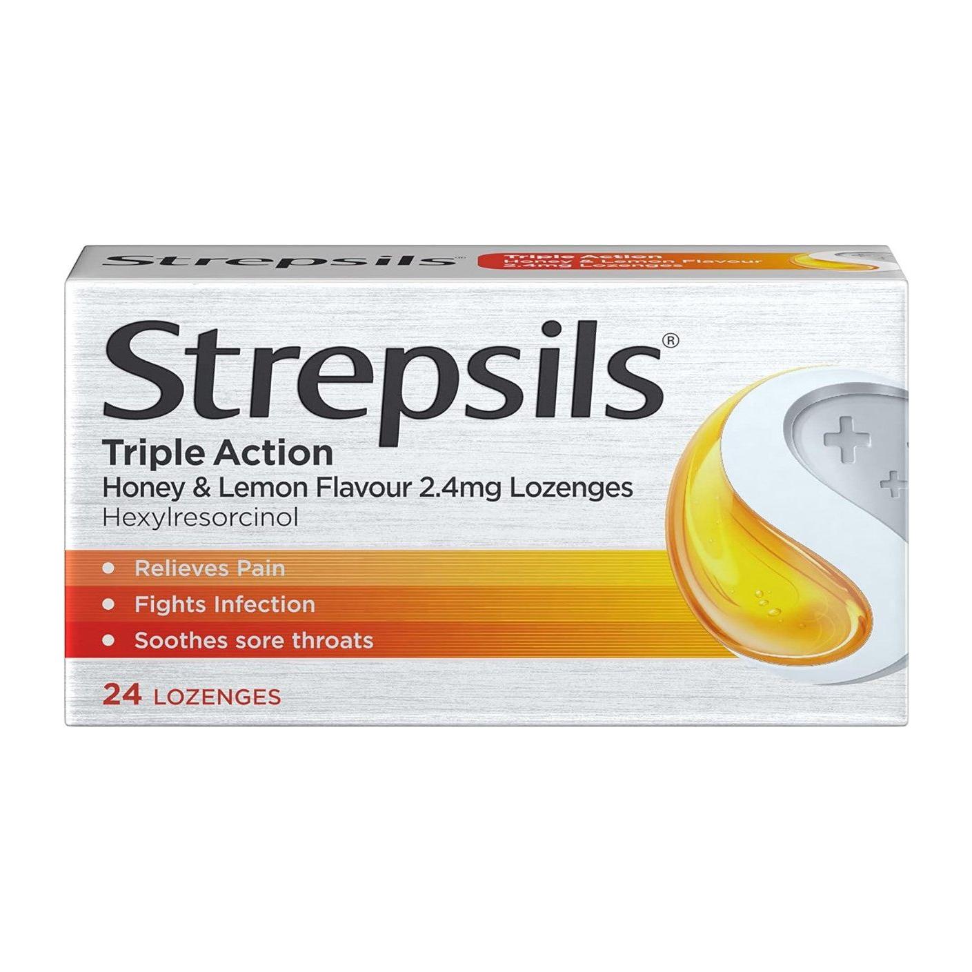 Pastilles Strepsils au Miel et au Citron pour le Soulagement de la Gorge - 24 Comptes