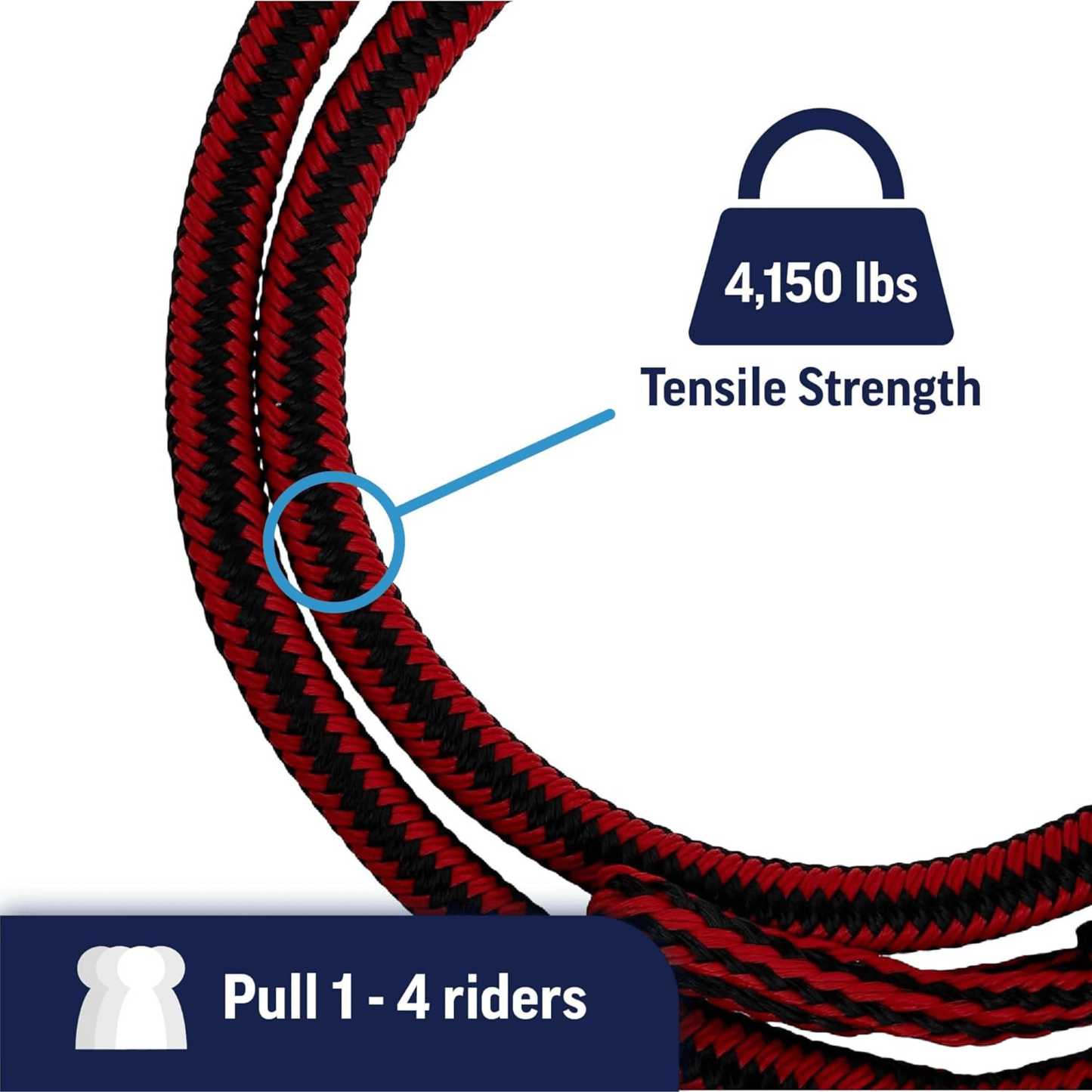 Cuerda de remolque elástica de 50 pies de WOW Watersports para diversión en tubing