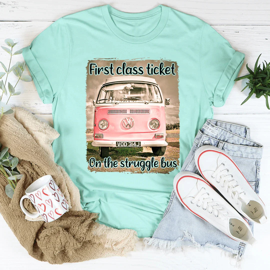 Camiseta con boleto de primera clase en el autobús de la lucha