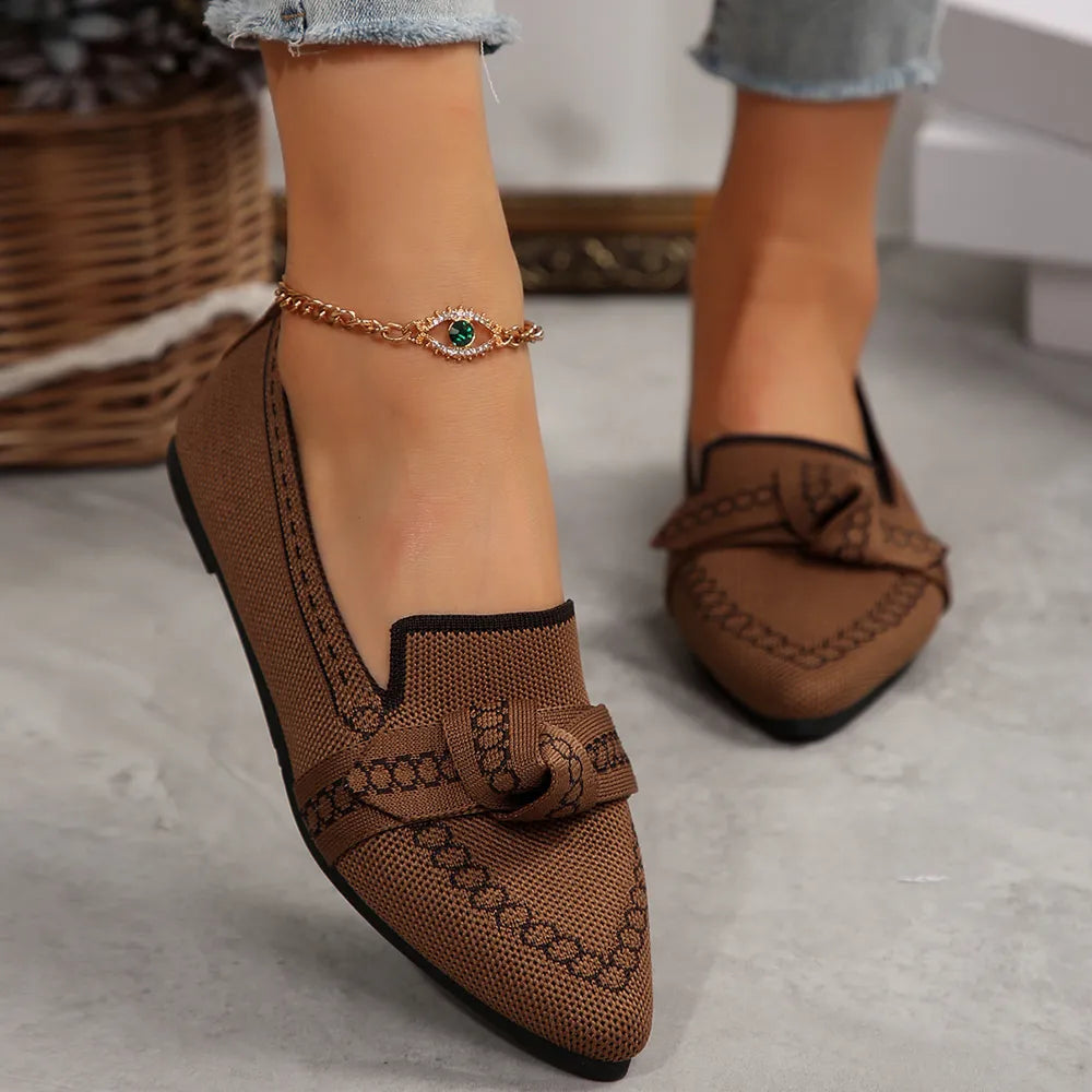 Belles chaussures plates à nœud pour femmes, confort au quotidien