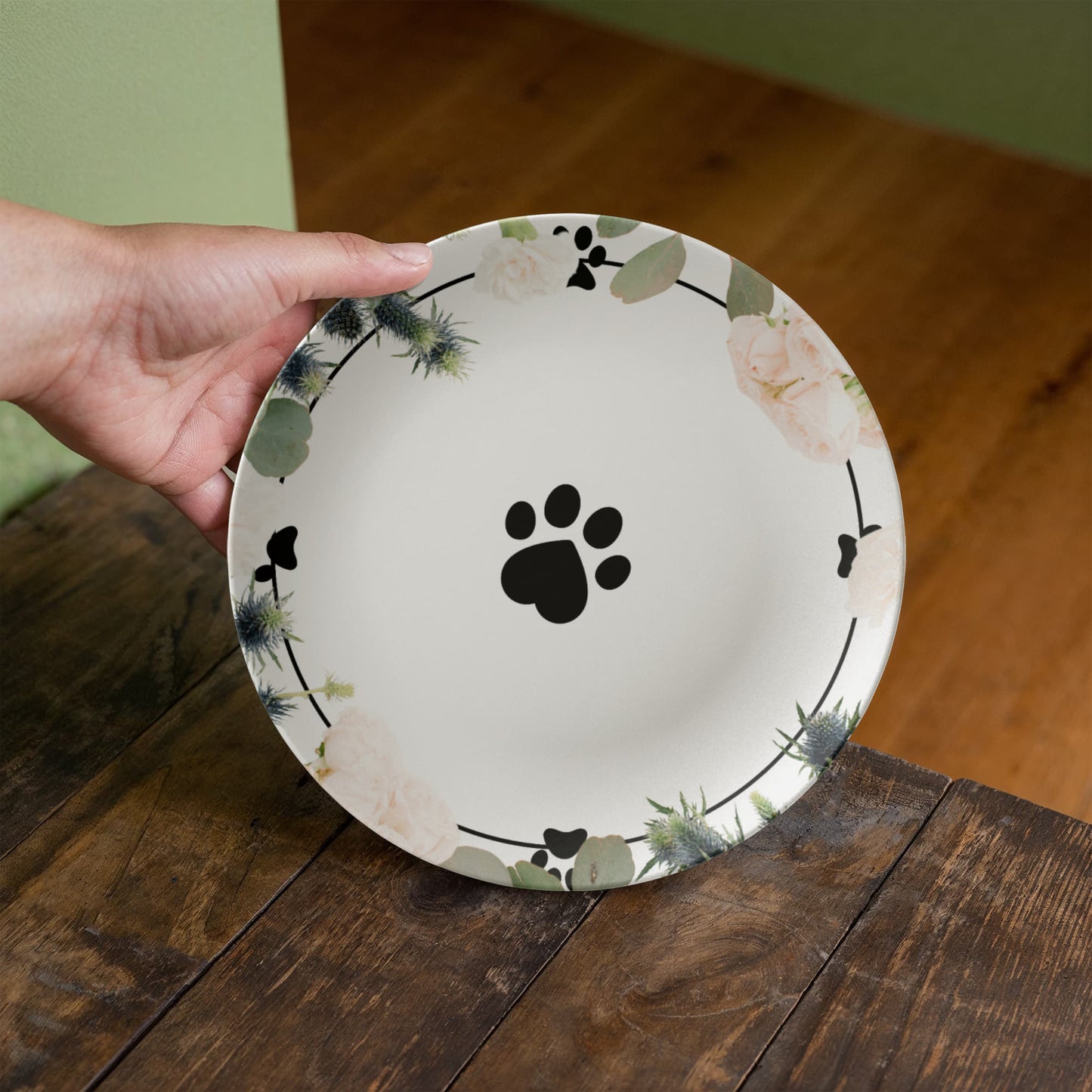 Plato Coleccionable de Huella de Gato Floral