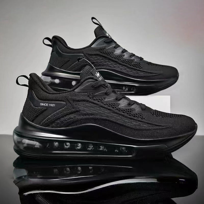 Flyknit running shoes for men, spring new shock-absorbing air cushion sports shoes, Korean version height increasing fashionable casual shoes for men - Korvel