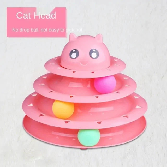 Pista de Juego con Bolas Giratorias de 4 Capas para Gatos