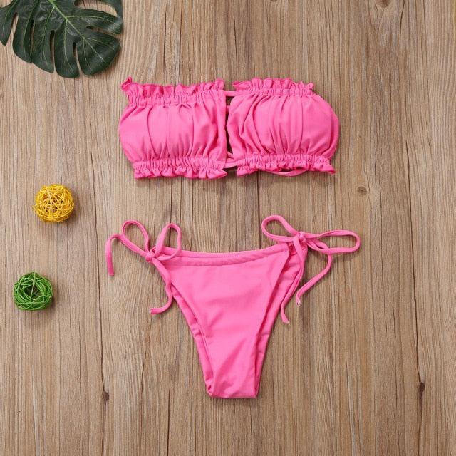 Ensemble de Bikini Folds - Maillot de Bain à Volants pour Femmes