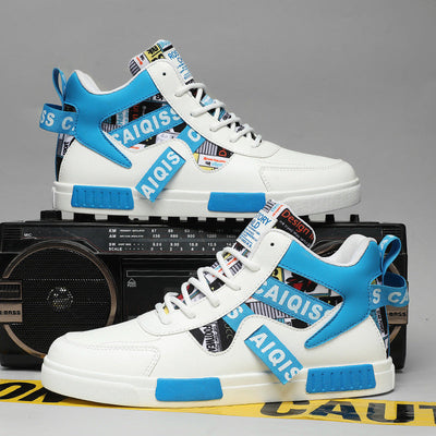 Four Seasons New Men's Casual Shoes Fashionable Outdoor Sports Shoes Trendy High Top Board Shoes - Korvel